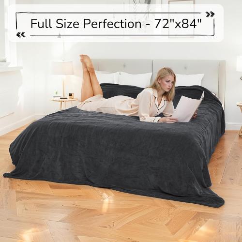 Electric Heated Blanket 72x84 Full Size - Dual-Sided with Microplush & Sherpa Fabric, 4 Heat Settings & 10 Hours Auto Off, Machine Washable - Iron Gray