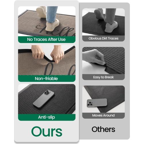 LUMI Outside Welcome Door Mat 32x47, Non-Slip Durable Rubber Easy Clean | Hello Print, Stain Resistant, Low-Profile Dirt Trapper Entrance Doormats, For Back Door Entryway Porch Garage