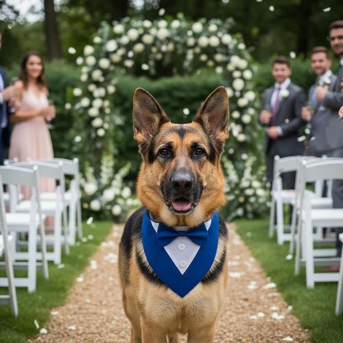 ADOGGYGO Blue Dog Tuxedo Bandana, Formal Wedding Bow Tie Collar, Adjustable Birthday Wedding Costume for Extra Large Dogs (XL)