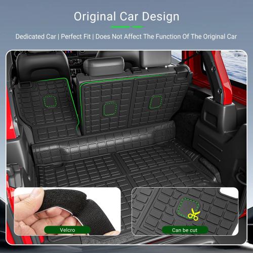 xipoqix Cargo Mat Backrest Mat Compatible with 2021-2025 Jeep Wrangler JL 4XE 4 Door TPE Cargo Liner TPE Replacement for 2021-2025 Jeep Wrangler JL Accessories (Trunk Mat Backrest Mats)