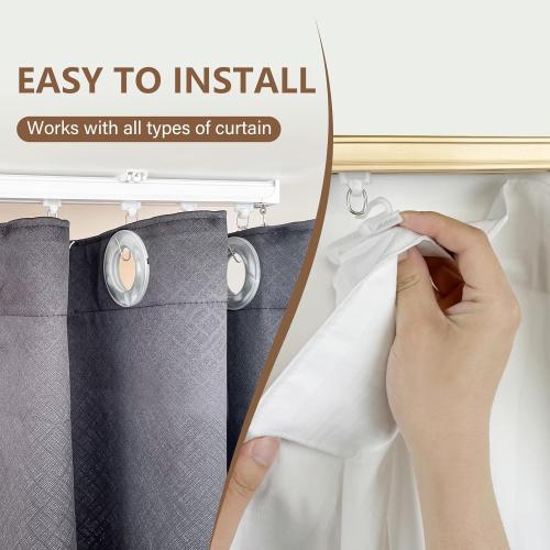 MaKefeile Ceiling Curtain Tracks 15FT,Curtain Track Wall Mount,Ceiling Mounted Sliding Door Curtains Rails Outdoor Extra Long Curtains Rod Room Divider Track for Living Bedroom with Hooks,Black