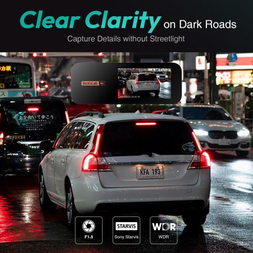 BOTSLAB 4K Dash Cam Front and Rear, 170° Ultra Wide 4K 2K Dashcam with ADAS, Night Vision, 24/7 Parking Mode, Sony STARVIS Sensor, WDR, Free 64GB SD Card, 5.8GHz WiFi, Built-in GPS, Loop Recording