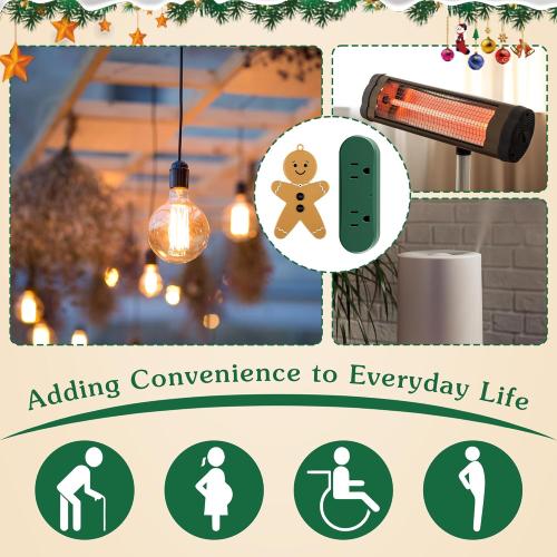 Enhon Wireless Remote Switch for Christmas Tree Lights, Gingerbread Man Wireless Remote for Christmas Tree Lighting Controller On Off Touch (2 Pack)