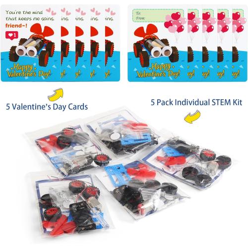 5 Pack STEM Science Kit, Kids Bulk STEM Gifts for Students from Teachers, Class Valentine Sets Crafts Activities School Classroom Boys Car Building Kits 1st 2nd 3rd 4th 5th Grade Gift Cards
