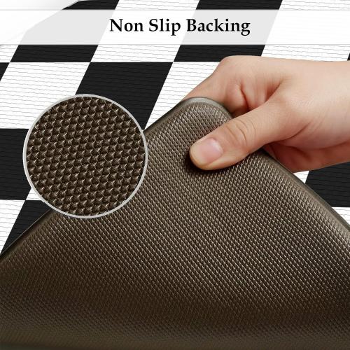 KIMODE Farmhouse Kitchen Rugs, Anti-Fatigue Kitchen Mats, Non-Slip, Cushioned Standing Mat, 17x47 17x29, Black Diamond Check