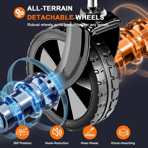 Collapsible Wagon with All Terrain Wheels, Large Grocery Cart On Wheels, 220LBS Utility Folding Wagon for Camping Shopping Beach Sports Fishing, Black