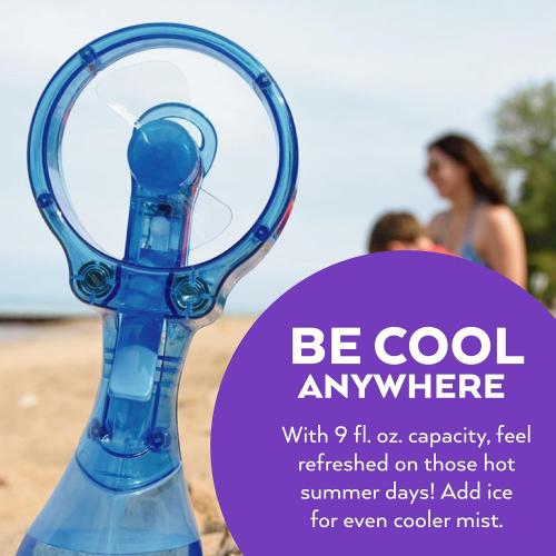 O2COOL Deluxe Handheld Battery Powered Water Misting Fan (Light Blue)