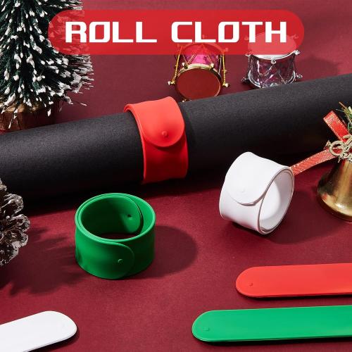 Charniol 12 Pieces Wrapping Paper Roll Holder Holiday Flip Wrap Silicone Covered Metal Strips 1'' x 9'' Stabilizer Slap Band for Christmas Poster Gift Paper Vinyl Storage Organize, White Red Green