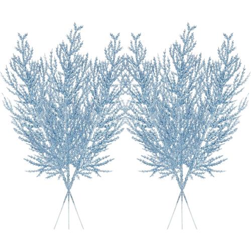 Christmas Glitter Berries Stems 16pcs Artificial Berry Picks for Christmas Tree Ornaments fillers, DIY Xmas Wreath, Crafts, Garland, Holiday, Party, Wedding and Home Decoration (Blue)
