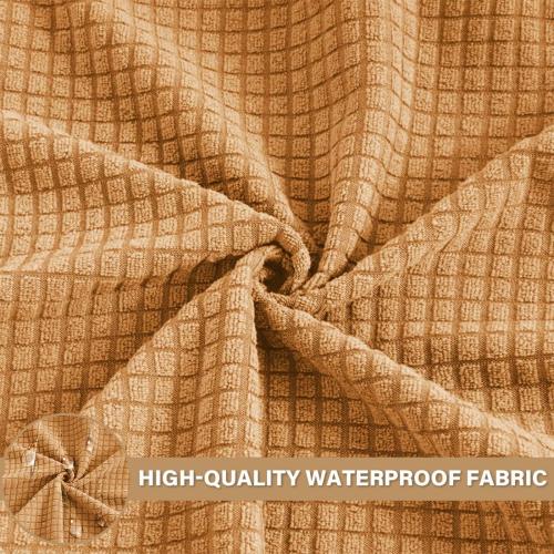 Stretch Office Guest Chair Cover 2-Piece Split Protective Armchair Slipcover Jacquard Chair Cover with Arms for Office Reception School Church Guest, Set of 2, Large, Khaki