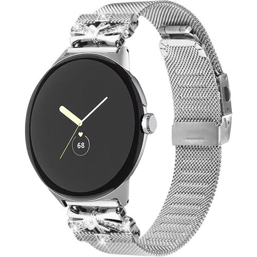 Compatible with Google Pixel Watch 4 45mm Metal Band, Adjustable Replacement Stainless Steel Mesh Loop Strap for Pixel Smartwatch Accessories