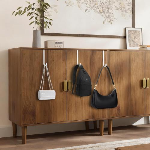 Over the Door Hooks 4Pcs L=5.5 Fit 1 3/8 Door Steel with White Rubber Coating Hanging Towel Robe Clothing Hanger for Bathroom Room Wreath Ironing Board Holder Cute Thin Single Heavy Duty