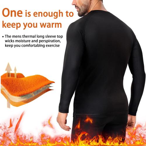 Pack Of Large Men's Thermal Compression Shirt Fleece Lining Athletic Quick Dry Base Layer Long Sleeve Fitness Top