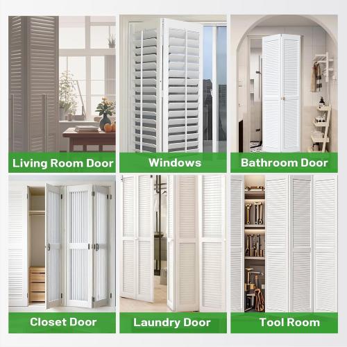 24IN Bi-fold Door Track Kit, 1Kit White Bi-fold Door Hardware kit with Track Closet Door Track Repair Tool Kit Included Full Accessories for Double Door, Folding Door, Accordion Door‼️missing pieces‼️