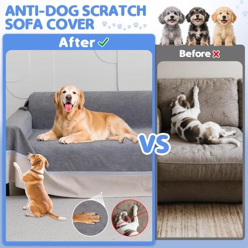Loiion 100% Double-Sided Waterproof Dog Sofa Cover - Anti-Slip, Leakproof Couch Cover, Pet-Friendly Couch Protectors for Puppy, Large Dog, Kids and Pets 150X91