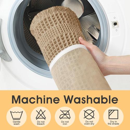 IM HOME Waffle Bath Mat Set 3 Piece White,Woven Modern Bath Rug Mats, Absorbent Non Slip Bath Floor Mat, Soft Washable Boho Bath Rugs with Tassels for Bathroom, Bedroom, Kitchen,Tub