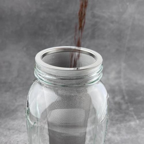 2 Pack - Ultra Fine Cold Brew Coffee Filter For 64 OZ and Larger Wide Mouth Mason Jar, Food Grade 304 (18/8) Stainless Steel Filter, Multiple Usages, Cold Brew Tea Filter, Fruit Infused Water Filter