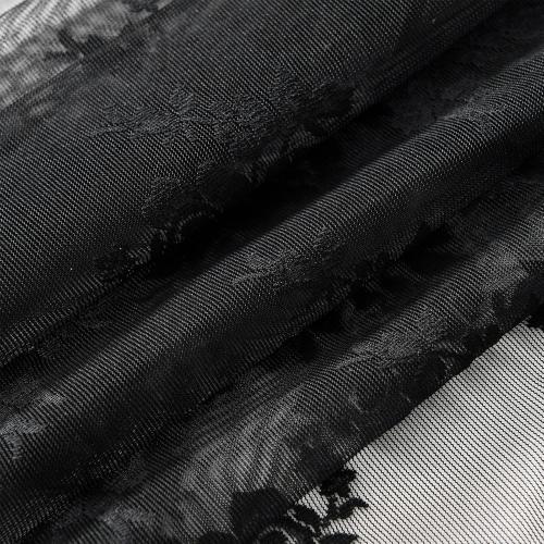 Kotile Black Lace Curtains 54 Inch Length 2 Panels, Country Rustic Floral Pattern Gothic Sheer Curtains for Bedroom, Rod Pocket Vintage Privacy Sheer Lace Curtain, 42 x 54 Inch, 1 Pair, Black