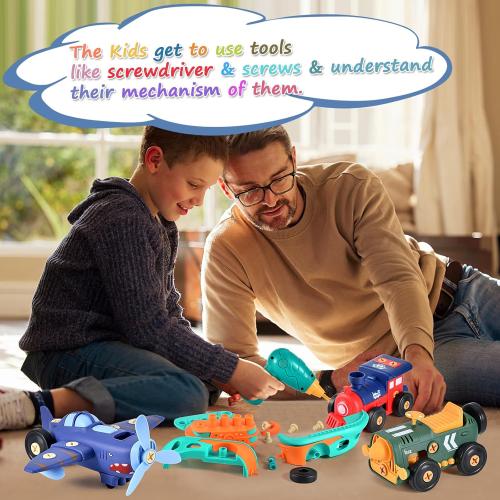Take-Apart Electric Building Toys Car, Toddler & Kids Tool Set with Motor & Electric Drill, STEM Educational Construction Toy for Ages 3 , Enhances Hands-On Skills for Preschool & Kindergarten Boys