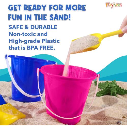 6 Pack Beach Pail and Shovel Toy Set for Toddler 1-3 Includes 6.75 Inch Colorful Plastic Beach Buckets and Shovels for Sand Castle Building, Party Favors Decoration for Boys Girls Sandbox Toys .