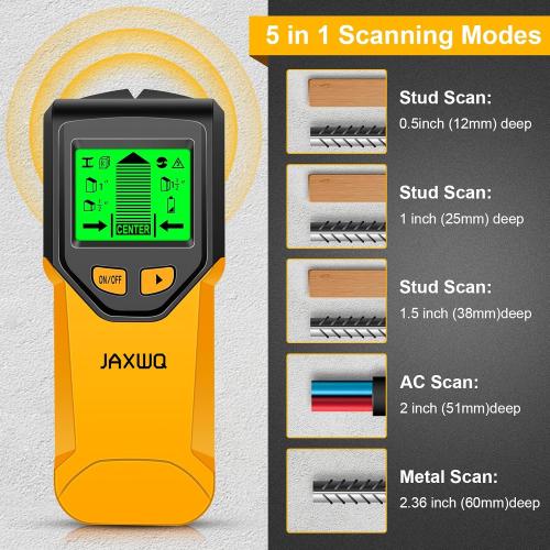 Stud Finder Wall Scanner - 5 in 1 Stud Finder Tool w/Smart Chip and HD LCD Display, Stud Detector Beam Finders for the Center and Edge of Wood AC Wire Metal Studs Joist Pipe