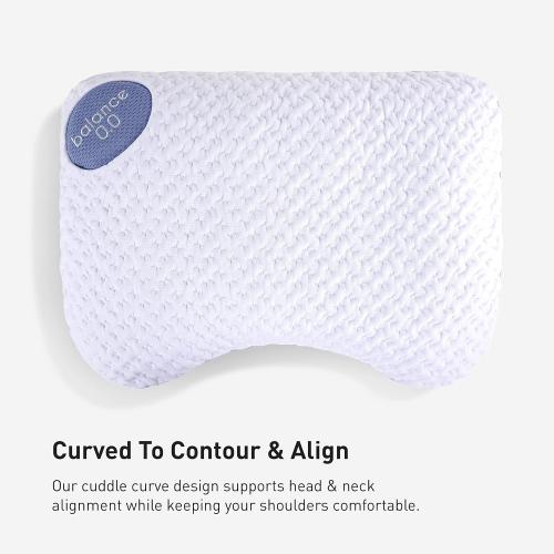 Bedgear Balance Cuddle Curve Performance Pillow - Size 0.0 - Moisture-Wicking Pillow for Side Sleepers - Medium Firmness Bed Pillow- Hypoallergenic, Washable Removable Cover - 20 W x 26 L x 4.75 H