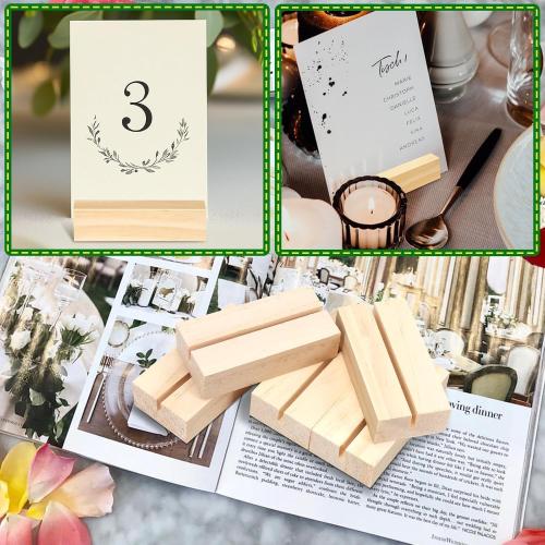 15Pcs 2.75x1.38 Inches Wood Table Number Stands, Wooden Place Card Holders