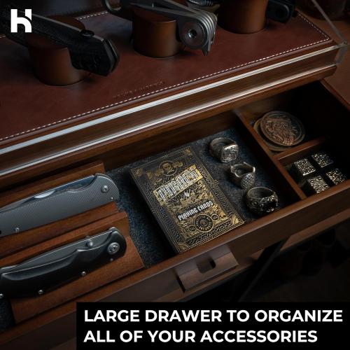 Holme & Hadfield Premium Knife Display Case for up to 10 Knives – Handcrafted Wooden Pocket Knife Organizer for Collections for EDC Collectors – Luxury Built to Last