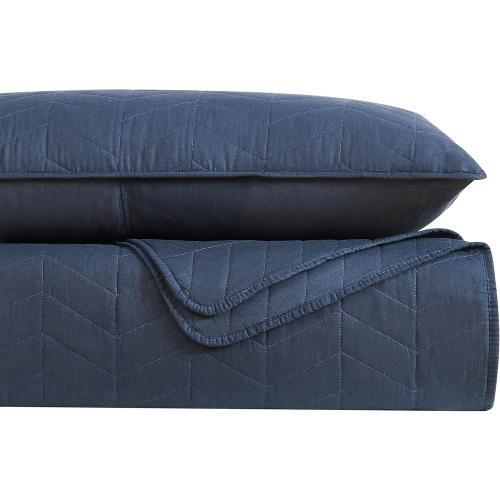 palassio Navy Blue Cotton Quilt Twin Size Bedding Sets with Pillow Sham, Lightweight Soft Bedspread Coverlet, Quilted Comforter Bed Cover for All Season, 2 Pieces, 68x86 inches