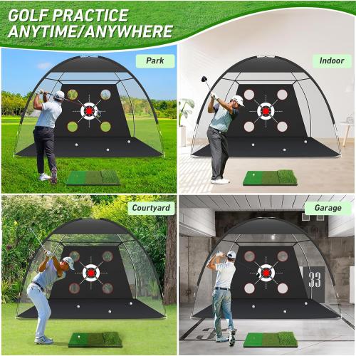Zensouds Golf Net, 10x7FT with Golf Practice Mat, Hitting Aid Nets for Backyard Driving Chipping Training Swing with Target Outdoor or Indoor– Gifts for Men/Dad/Him