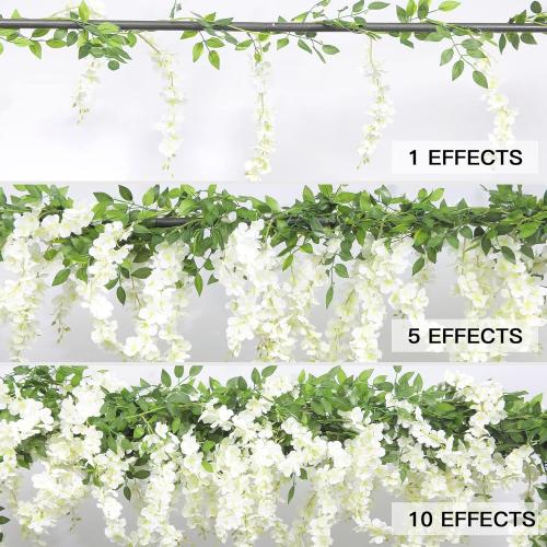 U'Artlines 15Pcs 7.2 Ft/Piece Artificial Wisteria Garland Silk Fake White Wisteria Flowers Hanging Greenery Vines Garlands Rattan for Home Garden Wedding Arch Party Indoor Outdoor Decor