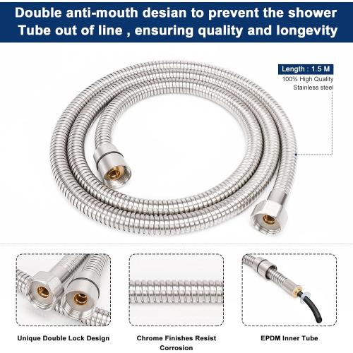 NearMoon Brass Hand Held Shower Head, Luxury High Pressure Shower Kit with Wall Connector and Hose Set, for Bathroom Showering System Contemporary Square Style (Brushed Nickel)