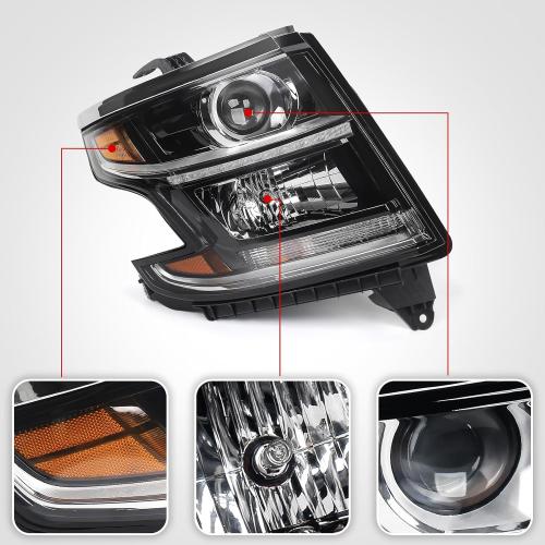 Huray HID Headlight Assembly Fit for Chevy Tahoe/Suburban 2015-2020 RH OE Projector Xenon Headlamp w/Bulbs for Chevrolet Tahoe