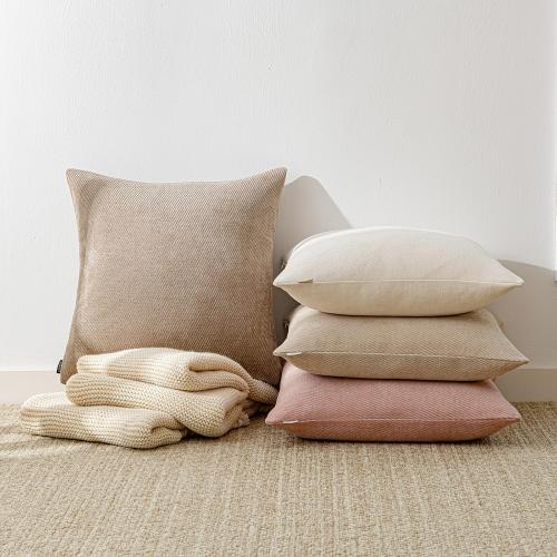 a moment Pack of 2 Decorative Chenille Throw Pillow Covers with Twill Cushion Covers for Sofa Living Room Couch Bed 20x20 Inch Blush Pink