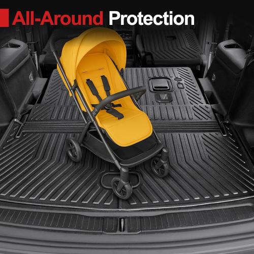 HOUCLEMIC Cargo Mat for 2021-2024 2025 Jeep Grand Cherokee L, All Weather TPE Rear Cargo Liner Trunk Mat with 3rd Row Seatback Cover for Jeep Grand Cherokee L Accessories
