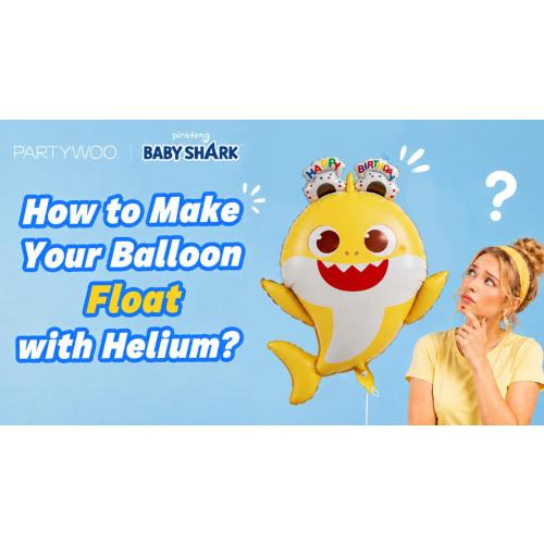 PartyWoo Baby Shark Pink Round Mylar Helium Boys Girls Foil Balloons 5pcs
