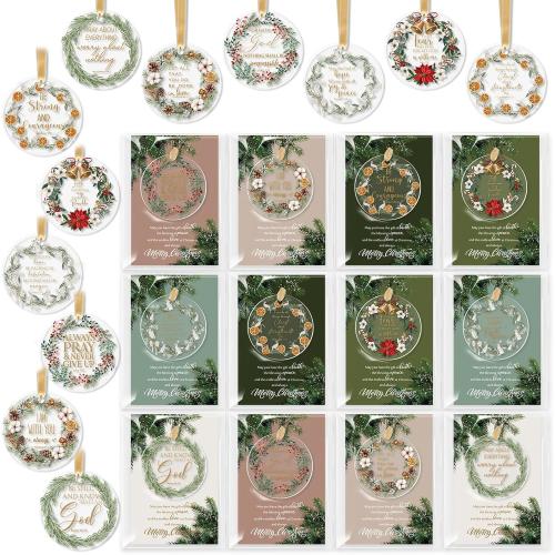 Thyle 36 Set Christian Appreciation Gift Acrylic Ornaments with Merry Christmas Cards Christmas Tree Decorations with Bibles Verse Gifts for Women Men Employee Family Church