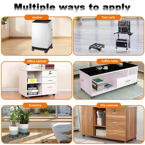 MSH&HCE 2 Inch Locking Caster Wheels with Brake, 360° Swivel Set of 4 for Furniture, Cabinets and Light Carts