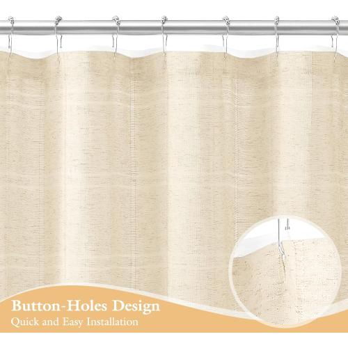 Linen Boho Farmhouse Shower Curtain Set with Tassel, Modern Bohemian French Country Chic Bathroom Shower Curtain Set with PEVA Liner, Cotton Hollow Fabric Shower Curtain,72x72 - Beige/Cream
