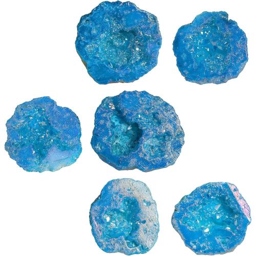 Sportmusies Irregular Titanium Coated Geode Crystal Cluster Decoration Home Office, Healing Rock Stone Mineral Specimen Collection, Blue