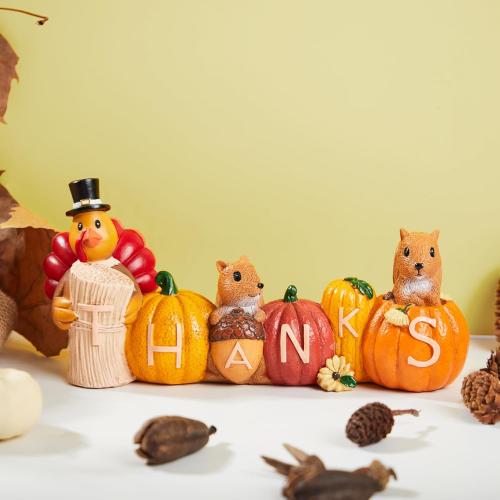 JOYIN Thanksgiving Pumpkin Turkey Tabletop Centerpiece Decor, Resin Turkey Figurines, Thanksgiving Decoration, Fall Harvest Tabletop, Indoor Kitchen, Party Supplies, Autumn Decor