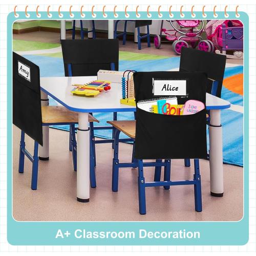Classrooms Chair Pockets, 24 PCS Sturdy 18x20 Chair Bags for Classroom Chairback Pockets with Name Tags Storage for Supplies Classroom Organization Fits Most Student Chairs K-2 Teacher Essentials
