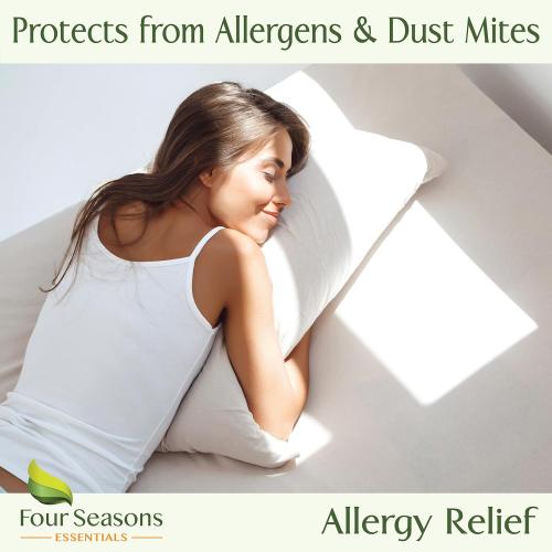 Four Seasons Essentials Standard Size Waterproof Pillow Protectors (Set of 2)  Pillow Covers - Zippered Encasement