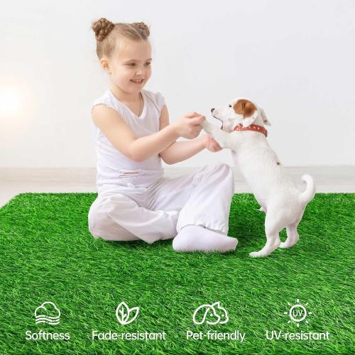 Artificial Grass Rug, 48 x 36 Fake Grass Mat for Dogs, Washable Dog Potty Training Grass Pee Pads with Drainage Holes, Large Green Turf Rugs for Patio, Outdoor, Indoor