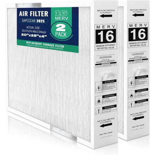 2-Pack GAPCCCAR2025 Replacement Air Filter MERV 16 Compatible With Bryant/Carrier Infinity 20 x 25 x 4Air Purifier (Actual Size: 20.48'' x 24.48'' x 3.54'')