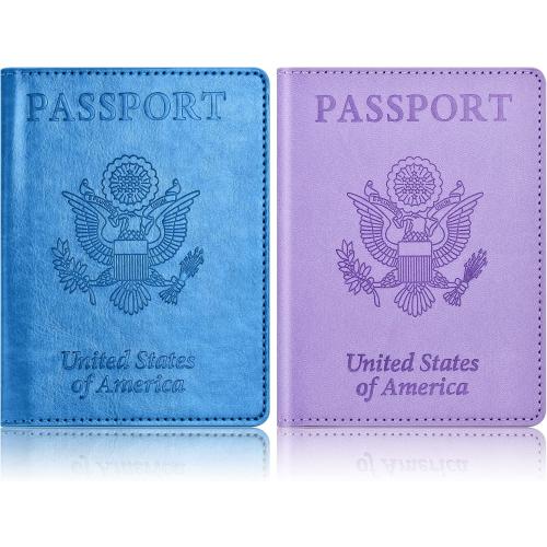 Eoehro 2Pack Passport Holder Wallet Cover Case, Travel Essentials for Women and Men