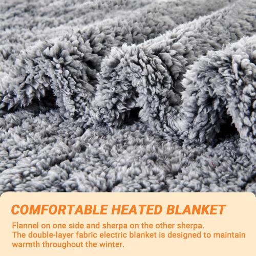Heated Blanket Heated Throw, Electric Blanket 50x60 Heating Blanket with 8 Hours Auto Off 10 Fast Heating Levels Machine Washable Sherpa Heated Blanket with Overheating Protection