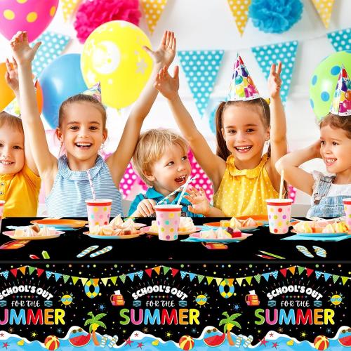 School's Out for The Summer Tablecloths for Kids Class End of School Year Theme Table Covers Supplies Summer End of School Decorations School's Out Tablecloths for Graduation Preschool Party Favors