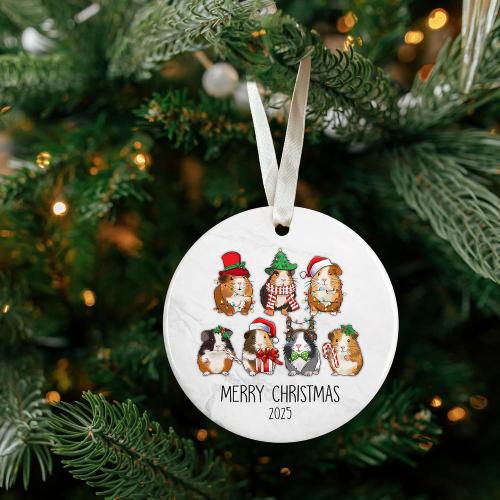 Guinea Pig Christmas Ornament - Guinea Pig Lovers Ornaments for Christmas Tree, Cute Animals Pet Ornaments - Ceramic Ornament 2025