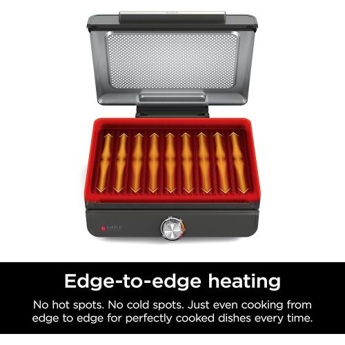 Ninja Griddle and Indoor Grill, 14’’, Electric Grill, For Steak, Burgers, Salmon, Veggies, and More, Pancake Griddle, Nonstick, Dishwasher Safe, 500F, Even Cooking, Silver, GR101